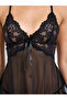 Black Lace Babydoll with Brief Set - 2