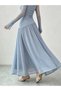 Blue Asymmetric Neck Maxi Dress with Butterfly Brooch - 3