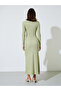 Green Textured Bodycon Maxi Dress - 5