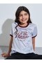 Teen Girls Grey Regular Fit Printed Ringer T-Shirt