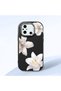 Poco C55 Compatible Case Camera Protector Black Silicone Couple Phone Case with Floral Pattern
