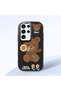 Samsung Galaxy S23 Ultra Compatible Case Camera Protector Black Silicone Couple Phone Case with Bear Pattern