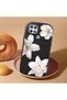 Oppo A15S Compatible Case Camera Protective Black Silicone Couple Phone Case with Floral Pattern - 2