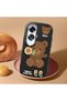 Oppo A60 Compatible Case Camera Protector Black Silicone Couple Phone Case Bear Patterned - 2