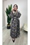 Hayal Shawl Patterned Chiffon Long Dress - 5