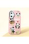Poco F7 Compatible Case Camera Protector Pink Silicone Couple Phone Case Panda Patterned
