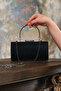 Women's Black Zigzag Patterned Metal Handle Evening Dress Wedding Invitation Bag - 3
