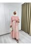 26197 Patterned Belt Detailed Layered Hijab Dress – Elegant and Modern Design - 5