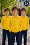 3-Pack Premium School Polo Collar 100% Cotton Boys' School T-Shirt Long Sleeve 8-16 Years |   Children's School Uniform Polo Collar Basic T-Shirt Unisex Long Sleeve Soft Textured Breathable Fabric