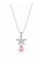 316L Steel Chain Silver Color Star Model Pink Drop Stone Model Necklace