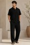 Men's Polo Neck T-Shirt and Sweatpants Set Ottoman Fabric Patched Polo Neck T-Shirt and Baggy Fit Pants 2-Piece Summer Set Men's Polo Neck T-Shirt Sweatpants Set 2-Piece Set - 4