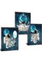 30x40 cm 3 Panel Gallery Wrapped Canvas | Funny Astronaut Bathroom Wall Art | Space Decor