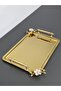 Figured, Metal-Handled, Stainless Steel Rectangular Tray Luxury Presentation Tray North Gold