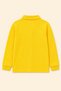 Children's Unisex Yellow Long Sleeve Polo Collar T-Shirt 100% Cotton Lakos Fabric - 4