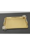 Figured, Metal Handle, Stainless Steel Rectangular Tray Luxury Presentation Tray North Gold-Silver - 4