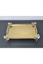 Figured, Metal Handle, Stainless Steel Rectangular Tray Luxury Presentation Tray North Gold-Silver - 4