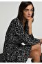 Regular Fit Printed Women's Black Long Sleeve Dress