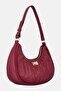 Women Brand Logo Shoulder Bag, Burgundy - 2