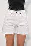 Women's Short Polka Dot Denim Shorts 5340 - White - 2