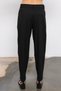 Women's Black Striped Pleated Fabric Trousers with Elastic Waist at the Back and Narrowable Legs - 5
