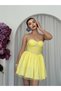 Women's Sari Mini Dress Strapless Sweetheart Neckline Gathered Tulle Skirted Mini Evening Dress - 3