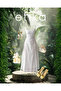 Women's White Midi Dress with Scallop Pattern, Square Collar and Belt Detail - 4