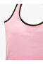 Slim Fit Halter Neck Sleeveless Ribbed Sports Tank Top - 7