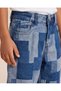 \Boys Blue Patchwork Knit Denim Pull On Shorts - 3