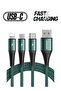 Fast Charging Braided 3 In 1 USB Cable Green