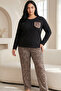 Leopard Patterned Cotton Lycra Large Size Oversized Knitted Pajama Set26240898 - 2