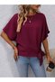 Summer Elegance-Women's Side Tie Detailed Crew Neck Aerobin Blouse - 6