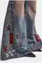 Women's Dark Denim 2W6-85 Loose Flare Fit Embroidery Detailed Special Design Denim Jean - 5