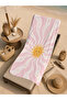 Bohemian Pink Sun Wave Line Patterned 70X150 Beach Towel - Digital Printed Bath Towel - 4