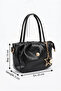 Women's Black Color Zippered Lined Star Detailed Hand and Shoulder Bag - 3
