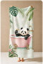 Pastel Fincanda Panda Floral Botanical Patterned 70X150 Beach Towel - Digital Printed Bath Towel - 5