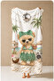 Tropical Green Bowknot Cute Teddy Bear Patterned 70X150 Beach Towel - Cotton Bath Towel