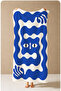 Bohemian Blue and White Wavy Abstract Patterned 70X150 Beach Towel - Digital Printed Fade-Resistant Bath Towel