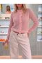 Stylish and Minimalist Pink Women's Knitwear Cardigan with Ruffles - 2