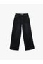 Cotton Pocketed Buttoned Low Waist Straight Loose Fit Denim Trousers - Loose Straight Fit Jean - 4