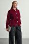 Women's Polo Collar Buttoned Plush Beard Knitwear Cardigan - 3