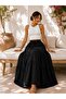 Drawstring Layered Maxi Skirt - 2