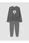 Crew Neck Printed Women's Pajama Set (W6)