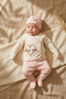 Amoré 100% Cotton 5-Piece Newborn Baby Girl Hospital Discharge Set - Ecru & Salmon'Love Me' Embroidered Pre - 3