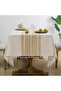Rectangular fall tablecloth, waterproof linen/cotton outdoor tablecloth with tassels, thick and wrinkle-resistant, dining/party/c... - 3