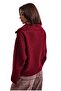Women's Burgundy W6-35 Oversize Zippered Knitwear Sweater - 5