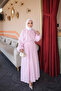 Pink Elastic Sleeve Blouse and Skirt Set - 2