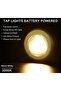 Mini Touch Light, 6 Pack Wireless Under Cabinet Lights Round Tap Push Button Light Battery Op - 2