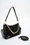 Women's Shoulder Bag Suede Black Sly464 - 3
