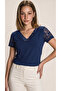 Women's Short Sleeve V-Neck Blouse, Pack of Lace Viscose