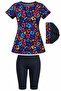 Short Sleeve Top and Bottom Girls' Swimsuit 4423 Black01 - 4